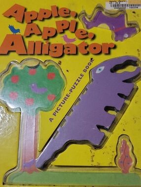 Apple, Apple, Alligator Picture Puzzle Book - Yellow & Purple